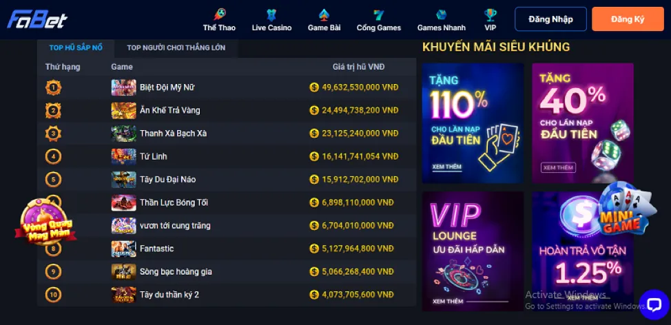 Cơ hội Jackpot khủng